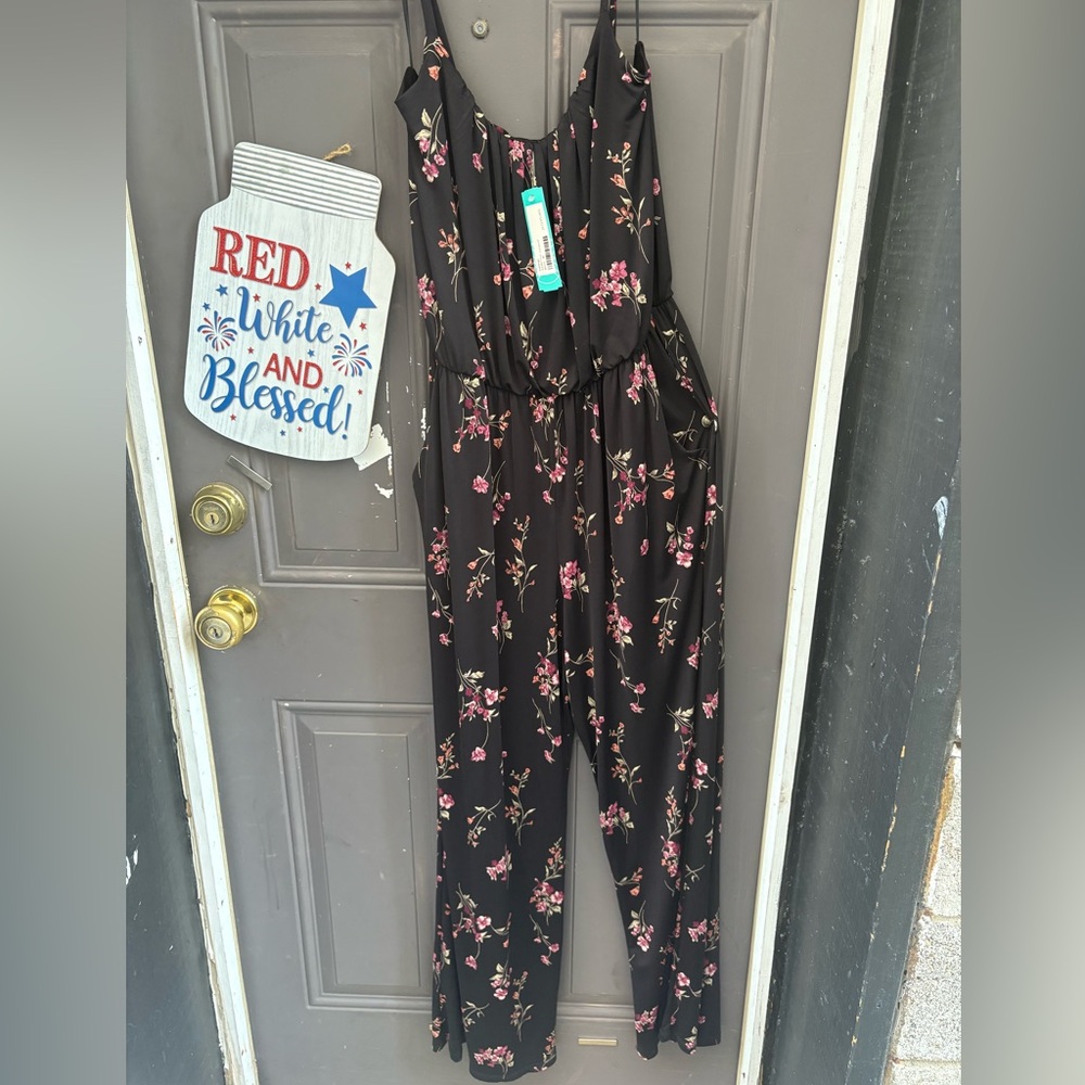 Kaileigh Black Floral Jumpsuit